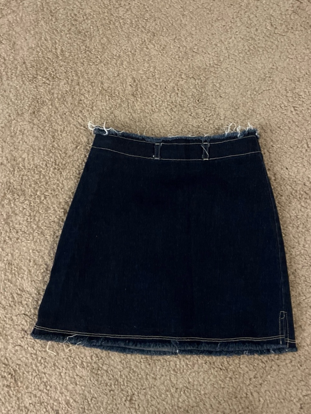 Forever 21 Dark Blue Denim Mini Skirt - Frayed Hem